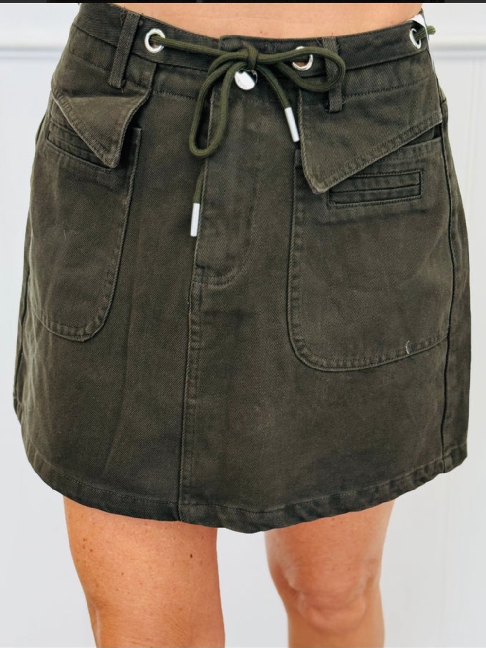 NWT DAVI & DANI ARMY OLIVE MINI SKIRT